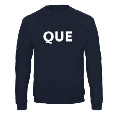QUE -college /tummansininen